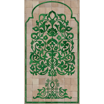 Mosaic House Moroccan tile Chiseled Tree Mural 10 Green,    chiseled field 